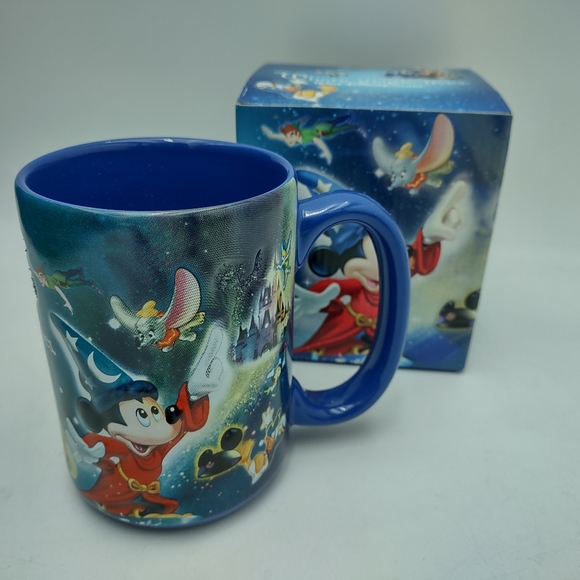 Walt Disney World Theme Parks Mug Blue Where Magic Lives 3D Sparkle - Picture 1 of 12